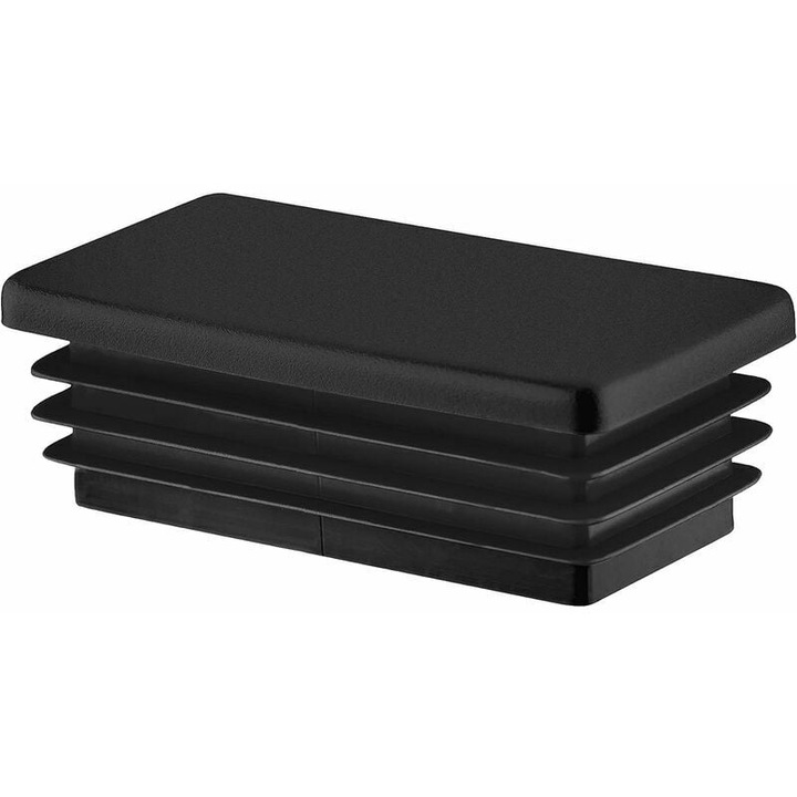 Черни пластмасови правоъгълни капачки, Enforose, комплект от 5 броя, за тръби 50x25 мм, защита за крачета на мебели