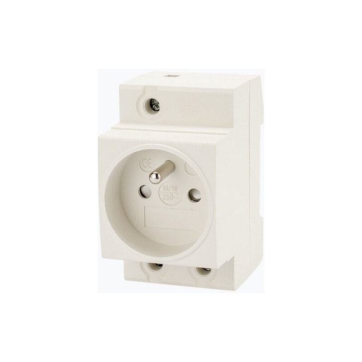 Priza modulara 0806BM-BST3182200 2P+E, 16 A 230 V, montaj pe sina DIN, terminale cu surub O5 mm, alb