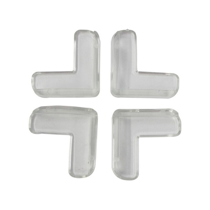 Protector de colt pentru masa Enforose, transparent, moale, inodor, protectie tridimensionala, set de 4 bucati