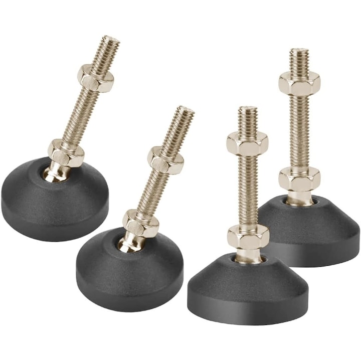 Picioare reglabile de nivelare pentru aplicatii largi, picioare anti-alunecare pentru banc de lucru Suport de nivelare pivotant, set de 4, diametru 8 mm x lungime 50 mm, negru
