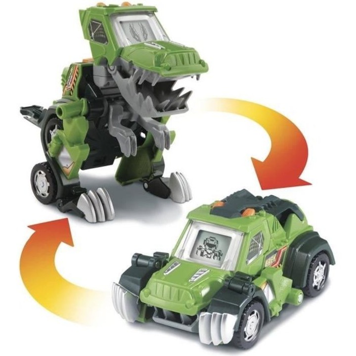 Masina tip dinozaur T-Rex Vtech, 4 ani+, plastic, verde