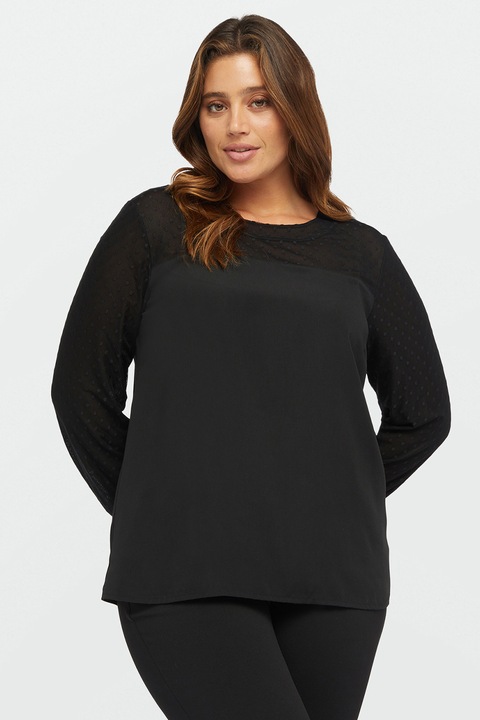 Fiorella Rubino, Bluza cu garnituri din plasa, Negru, M