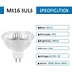 Becuri halogen MR16 12V 50W, 800 lumeni, alb cald 2800K, set de 6