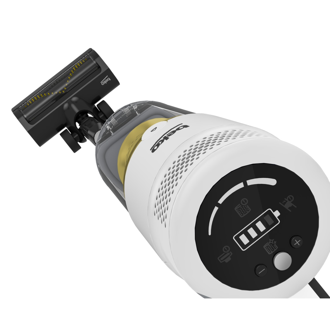 Aspirator Vertical 2in1 BEKO PowerClean VRT76325VW, 0.5l, 25.2V, Autonomie max 60 min, Alb-Negru