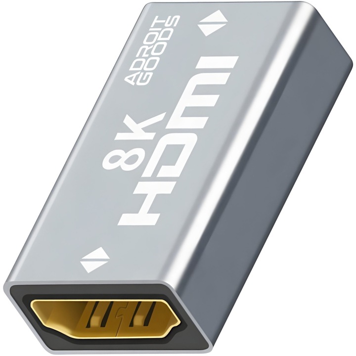 Конектор AdroitGoods HDMI, 8K, HDMI удължител, Алуминий, Сив