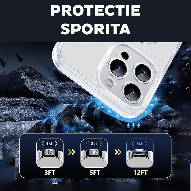 Husa pentru iPhone 16 Pro Max Premium Magsafe Ring, Inel de Prindere, Incarcare Wireless, Antisoc, Fumuriu cu margini Albe