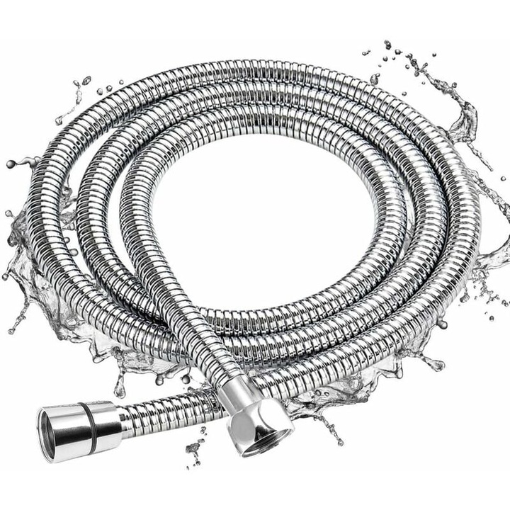 Hose de dus Enforose, flexibila si extensibila, design anti-intors, finisaj cromat, lungime 2m