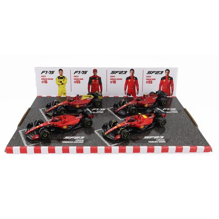Set 4 machete Formula 1 Ferrari Leclerc/Sainz 2022-2023 - 1/43 Bburago