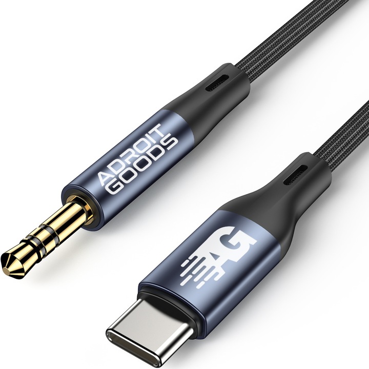 AdroitGoods USB-C към Audio Aux жак кабел - 50 см - 3,5 мм жак към USB-C - Кола - Съвместим с кола, телефон, Samsung, Apple iPhone, iPod, iPad