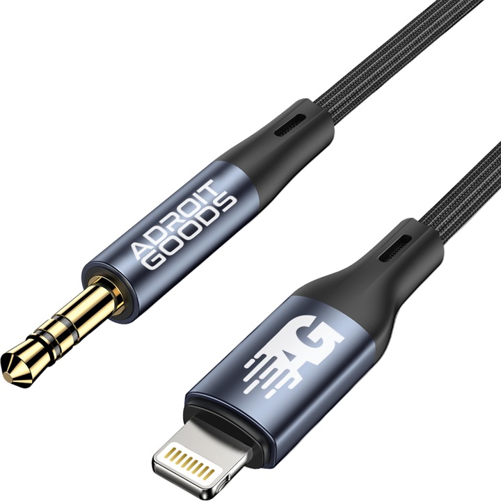 AdroitGoods iPhone Aux Cable 100cm, iPhone Car Aux Cable, iPhone to Jack 3.5mm Adapter, Съвместим с Apple iPhone 14/14 Pro/14 Pro Max/13 Pro/13 Pro Max/12 Pro/11/X/8/SE, AirPods Макс