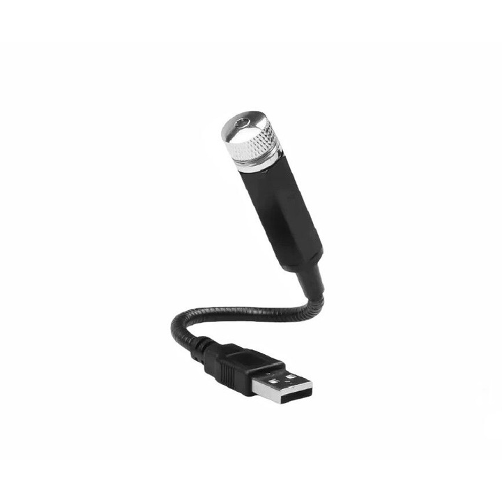 Rugalmas USB lézerlámpa, autó mennyezetre rögzíthető, lila, ideális autóba, teraszra vagy bulikra, 21 cm hosszú, AutoREY