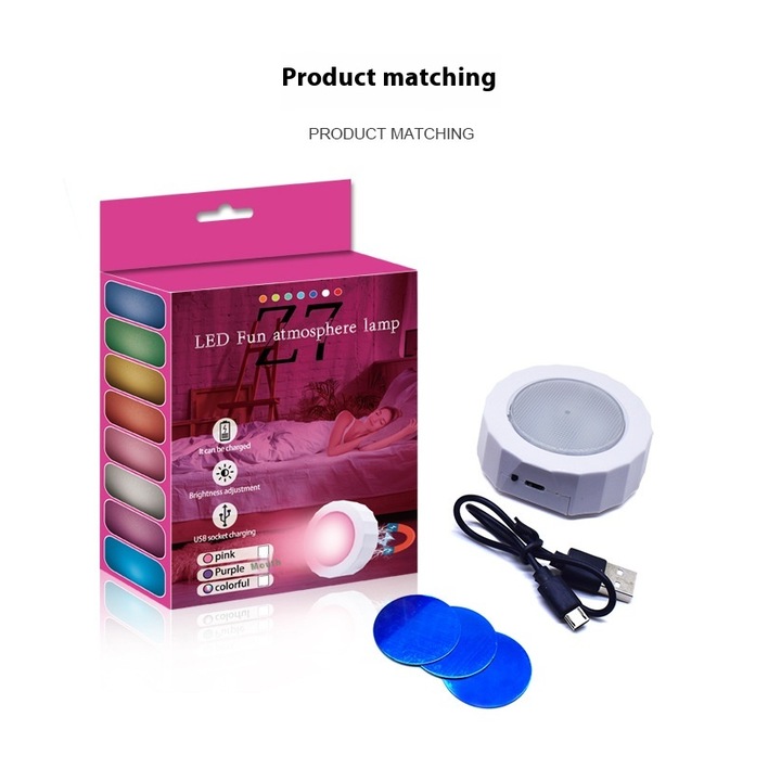 LED лампа, 8 цвята, мека светлина, регулируем размер