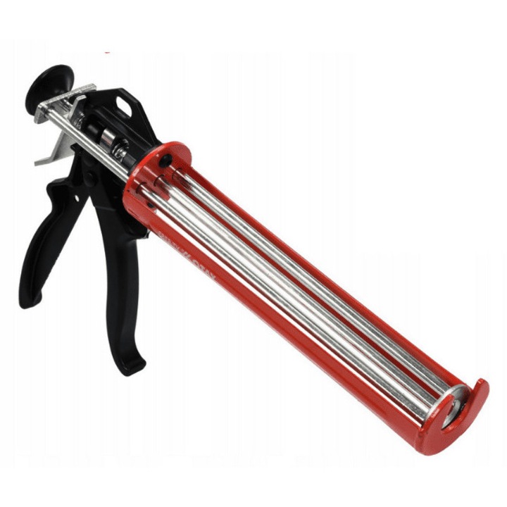 Pistol pentru silicon profesional, Structura ranforsata cu dublu piston