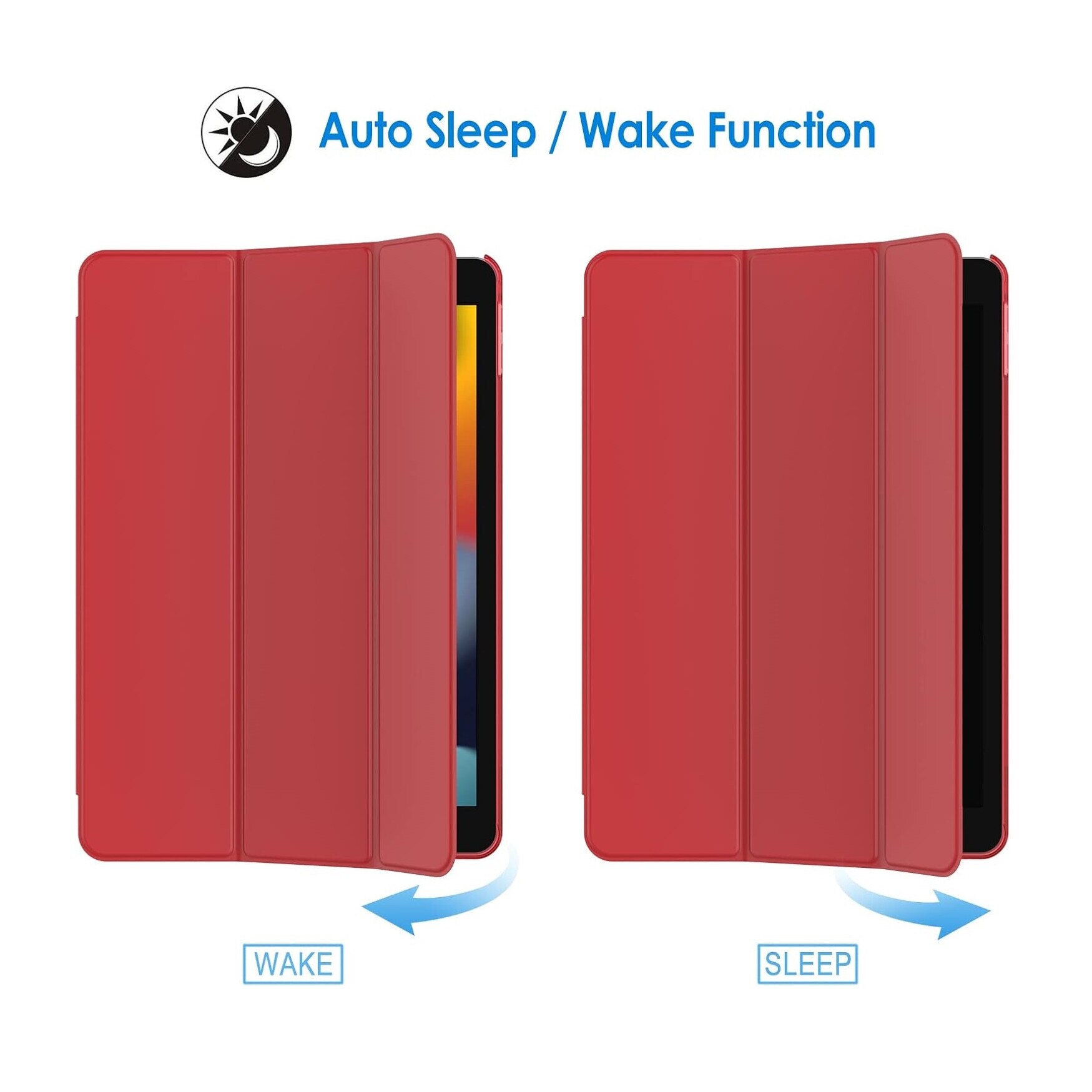 Husa de protectie tip Flip pentru Apple iPad 10.2", iPad 2019/2020/2021, Carte, Rosu