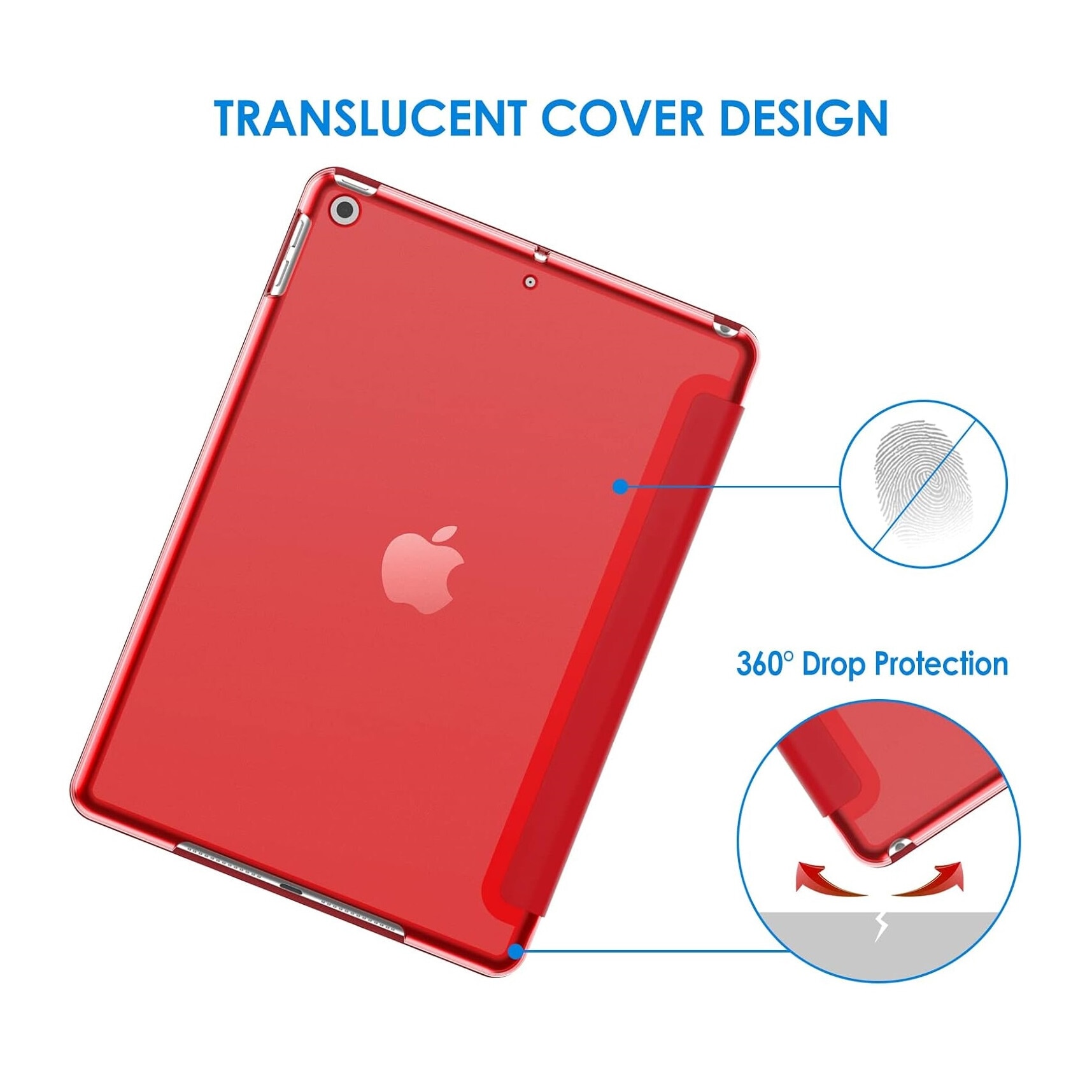 Husa de protectie tip Flip pentru Apple iPad 10.2", iPad 2019/2020/2021, Carte, Rosu
