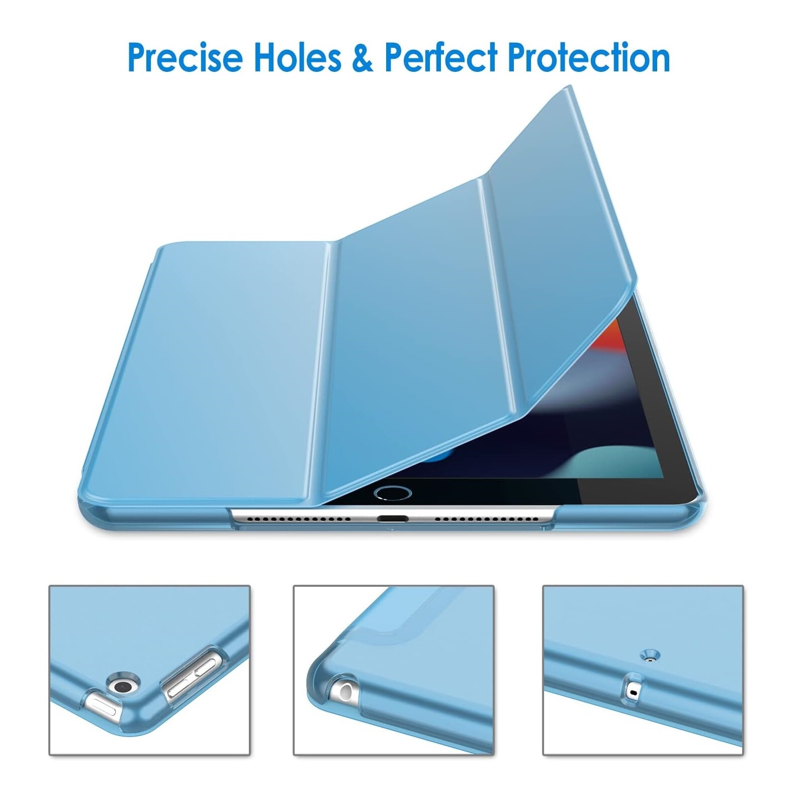 Husa de protectie tip Flip pentru iPad 5/6, iPad 2017/2018, iPad Air 1/2, 9.7 inch, Model Carte, Albastru