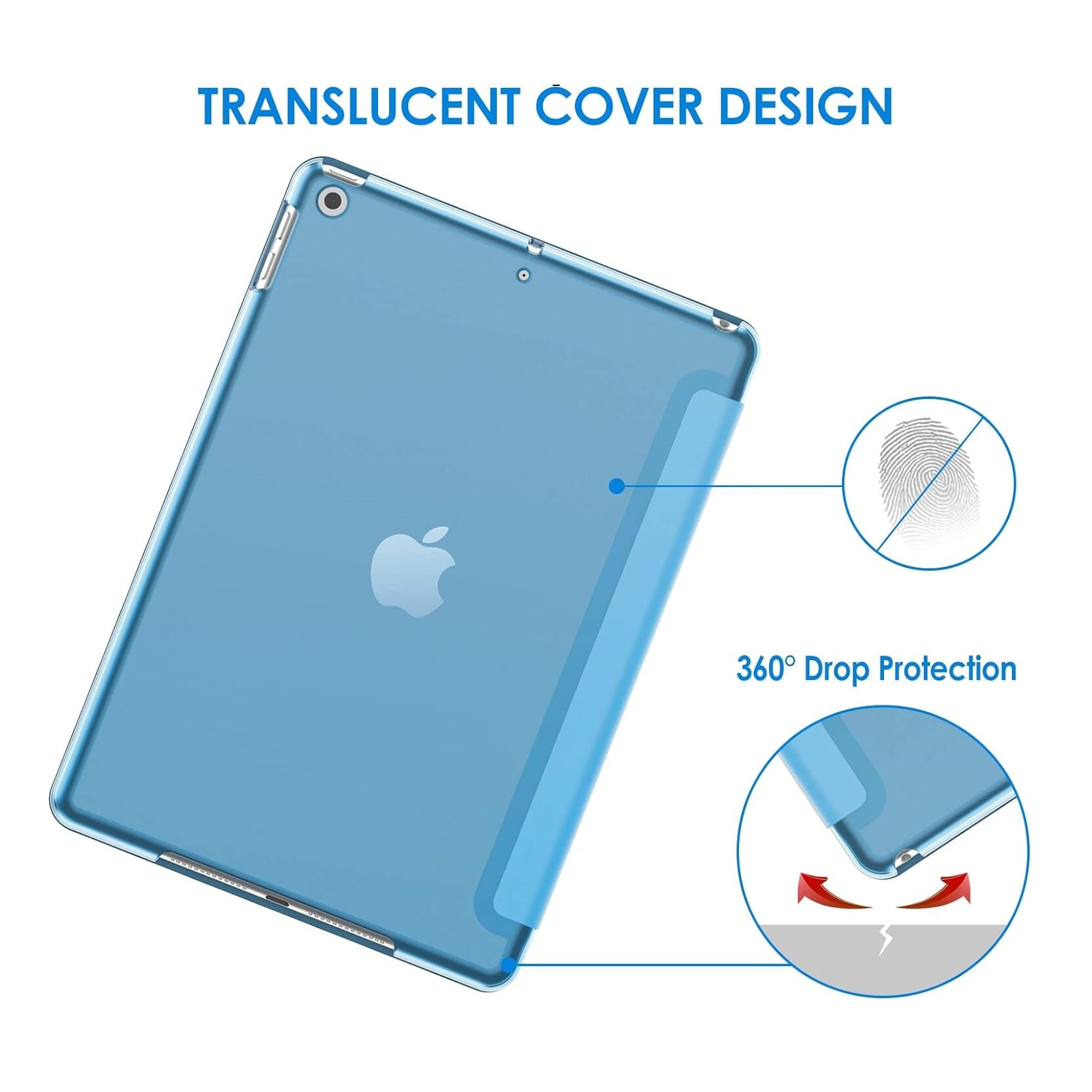Husa de protectie tip Flip pentru iPad 5/6, iPad 2017/2018, iPad Air 1/2, 9.7 inch, Model Carte, Albastru