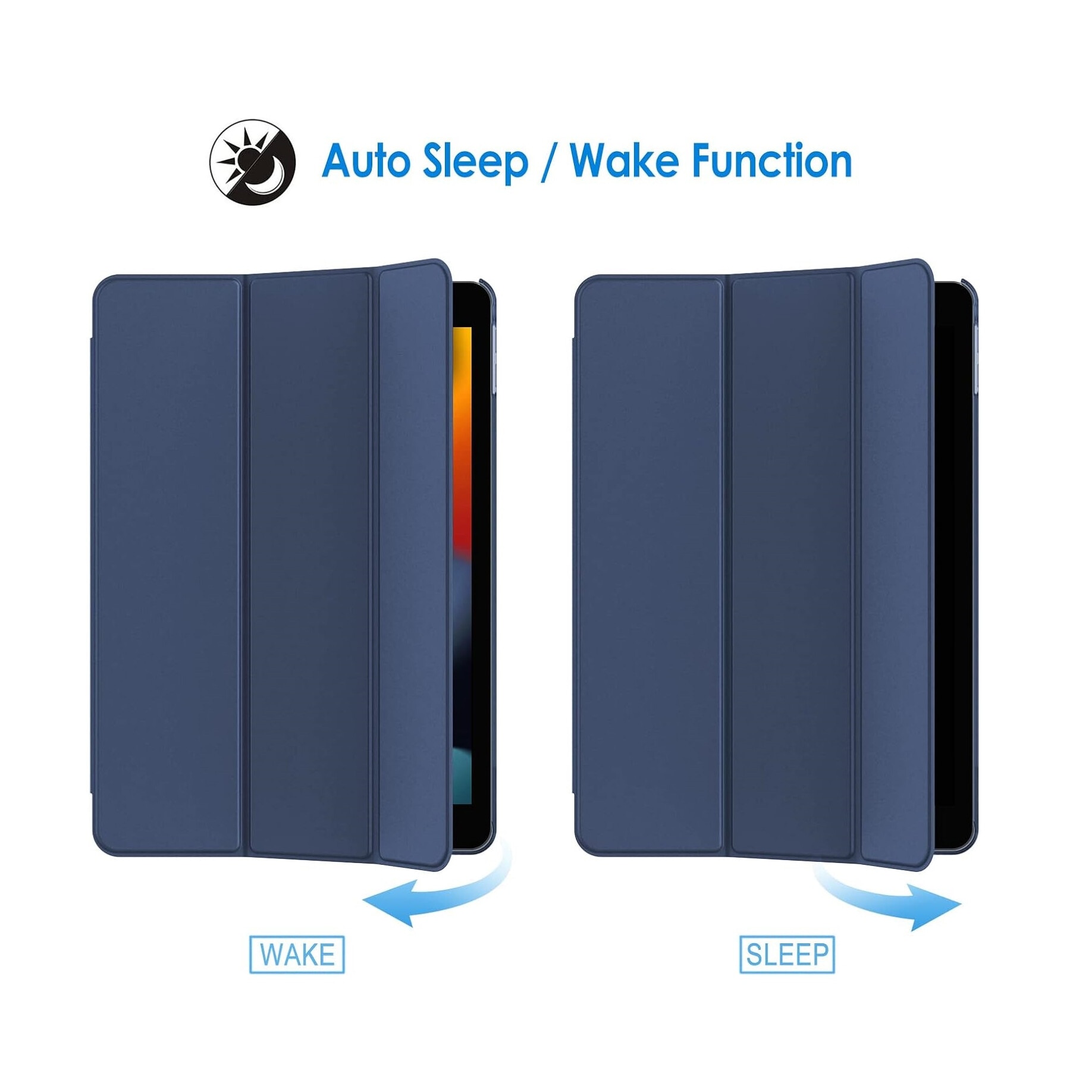 Husa de protectie tip Flip pentru Apple iPad Mini 4/5, Model Carte, Bleumarin