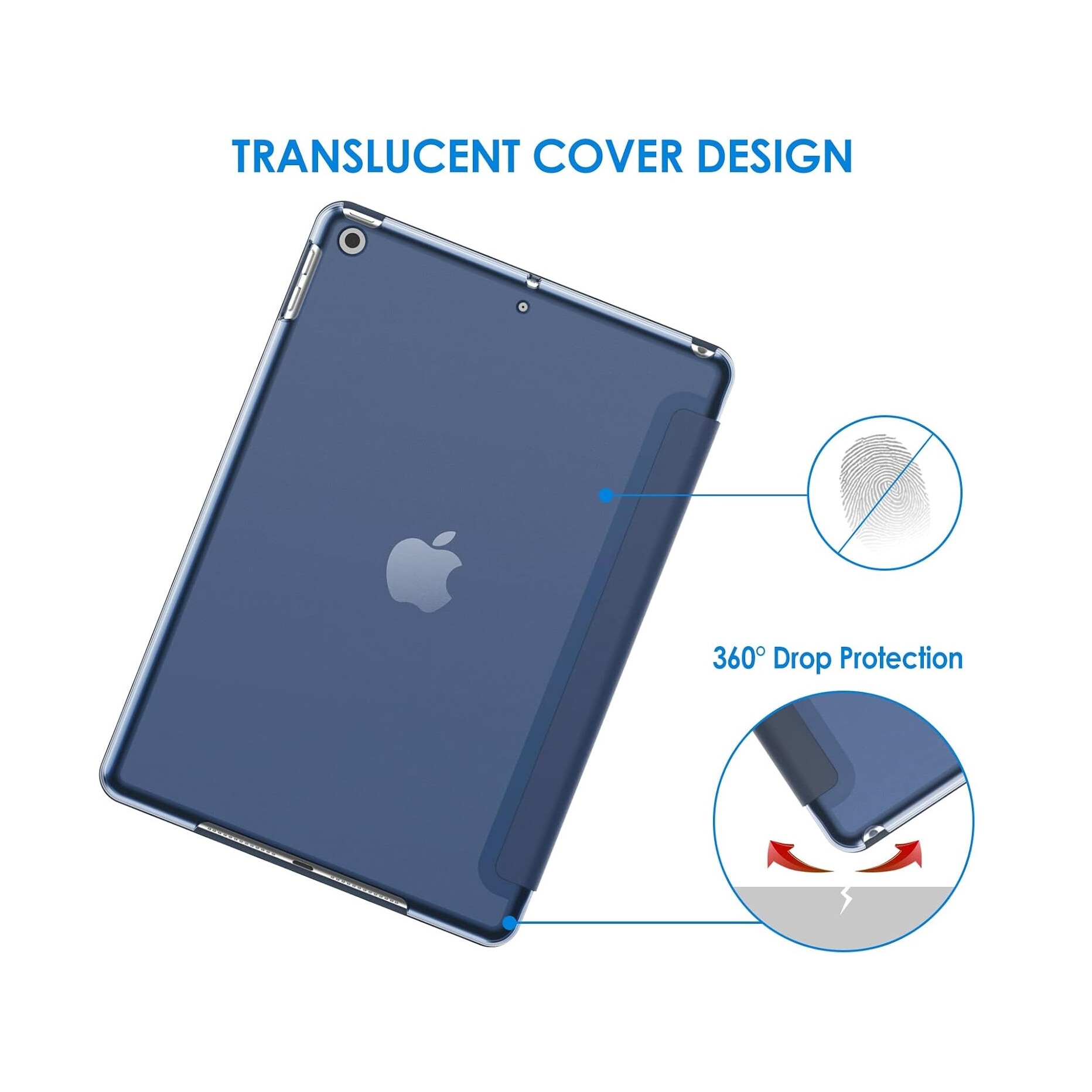 Husa de protectie tip Flip pentru Apple iPad Mini 4/5, Model Carte, Bleumarin