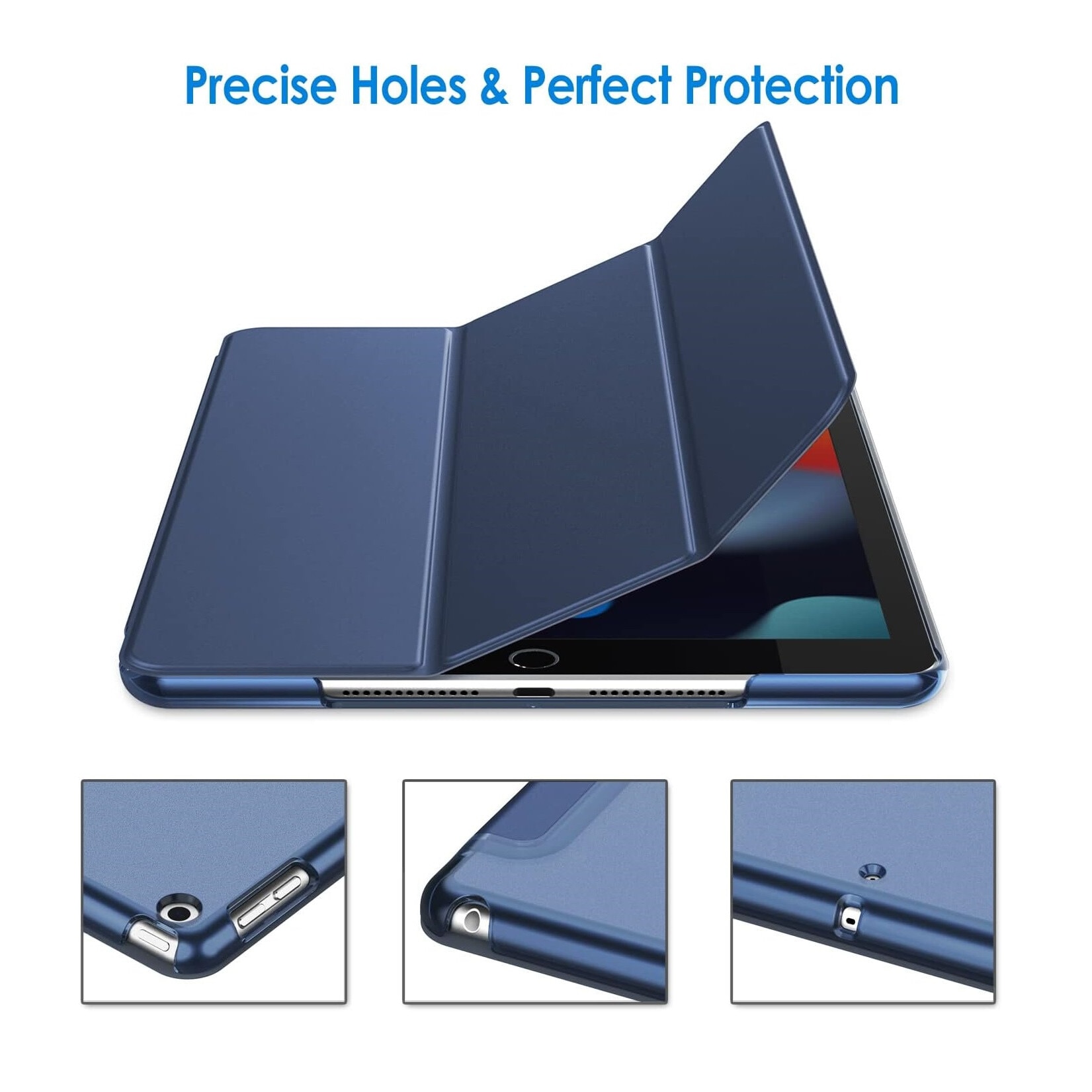 Husa de protectie tip Flip pentru Apple iPad Mini 4/5, Model Carte, Bleumarin