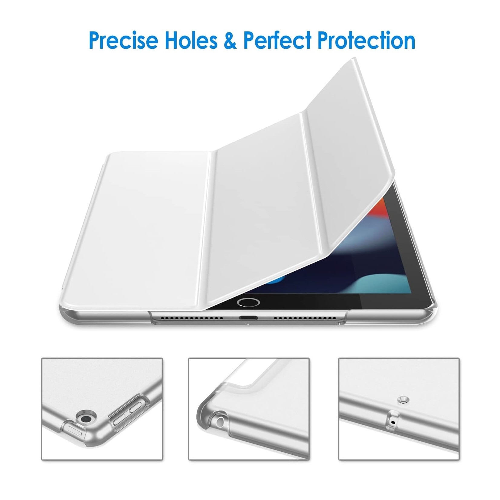 Husa de protectie tip Flip pentru Apple iPad Mini 4/5, Model Carte, Alb