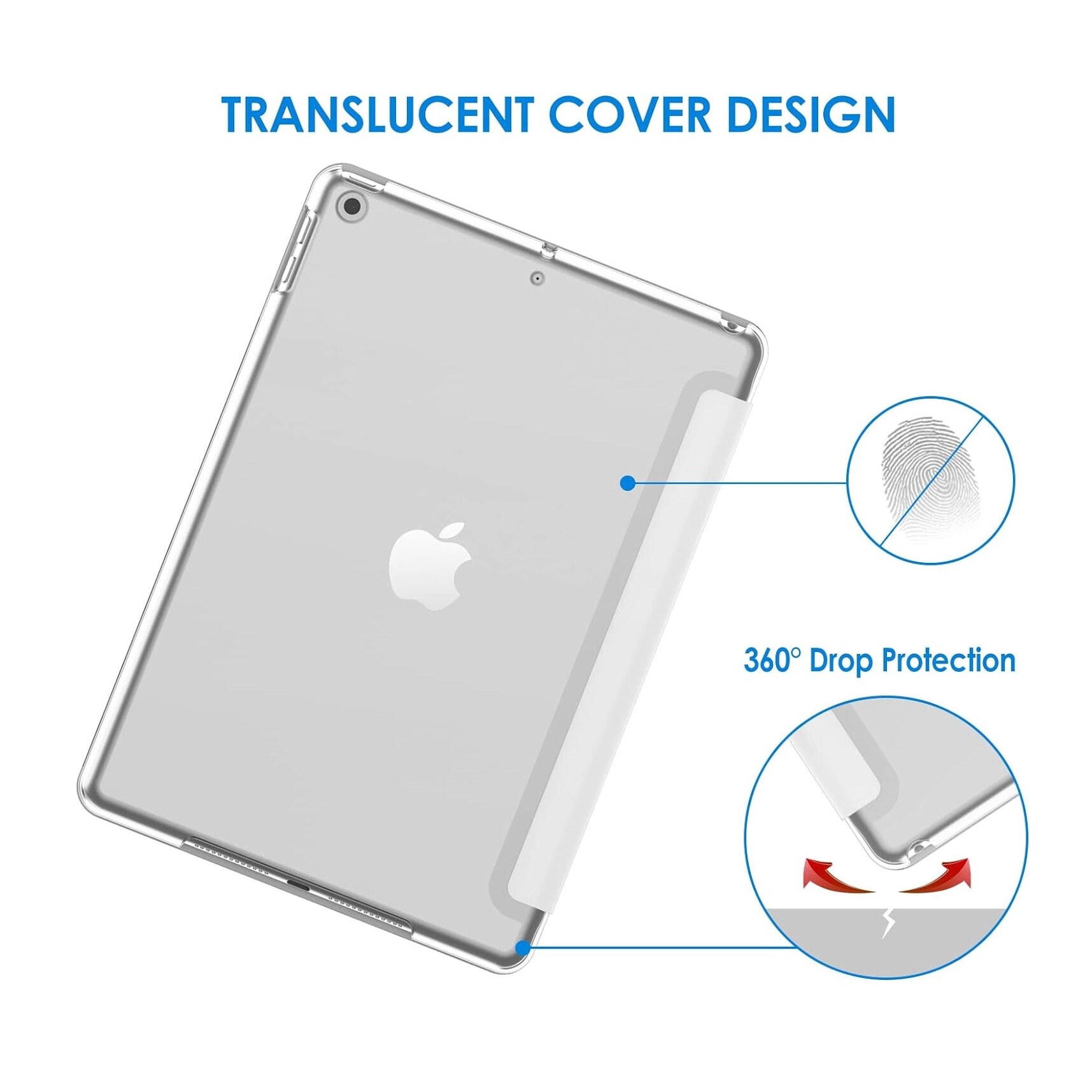 Husa de protectie tip Flip pentru Apple iPad Mini 4/5, Model Carte, Alb