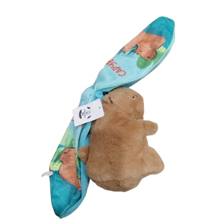 Plüss játék Capybara, puha és plüss VICTINY®, 20 cm, barna / kék