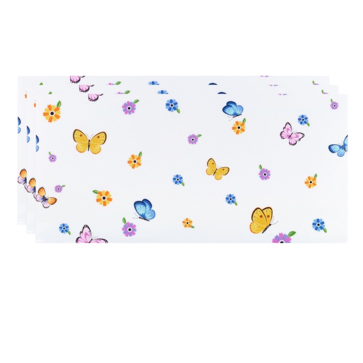 Set 30 x Panouri Tapet Modern Autoadeziv Imitatie Faianta, Impermeabil, Izolator, Usor de Montat, Design Modern, Model Fluturi si Flori, Suprafata Acoperire 5, 4 mp, Grosime 2 mm, 60x30 cm