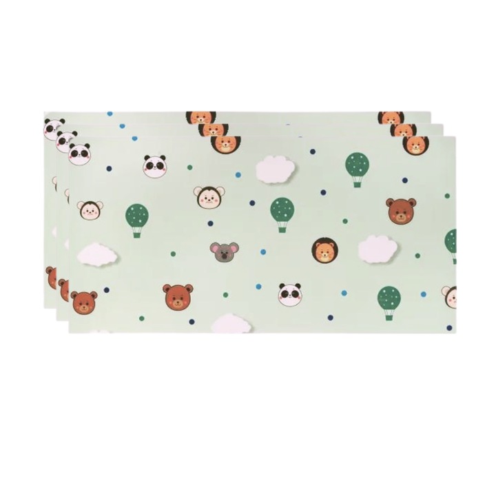 Set 30 x Panouri Tapet Modern Autoadeziv Imitatie Faianta, Izolator, Usor de Montat, Design Modern, Model Ursuleti si Baloane, Suprafata Acoperire 5, 4 mp, Grosime 2 mm, 60x30 cm - MaffStuff