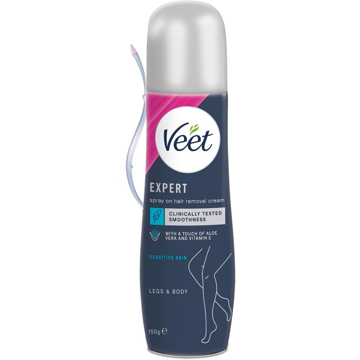 Спрей за депилация Veet, 150 мл, с алое и витамин Е, комплект с шпатула