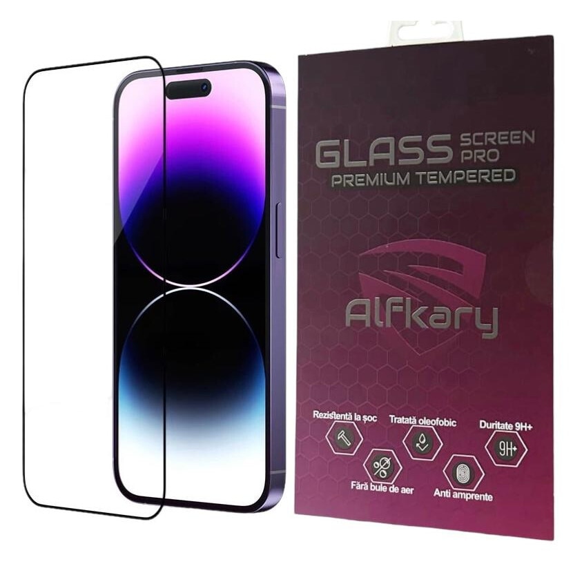 Folie Protectie Sticla Securizata Alfkary compatibila iPhone 16, Full Glue, Ultra HD
