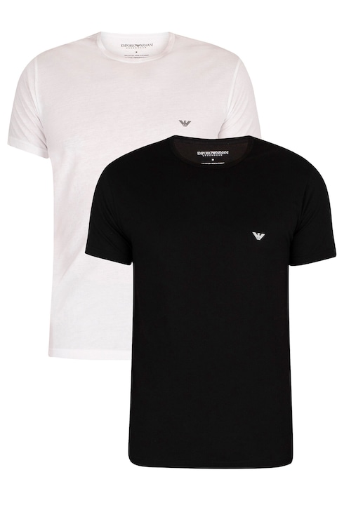 Set 2 tricouri barbati underwear, Emporio Armani, Alb/Negru