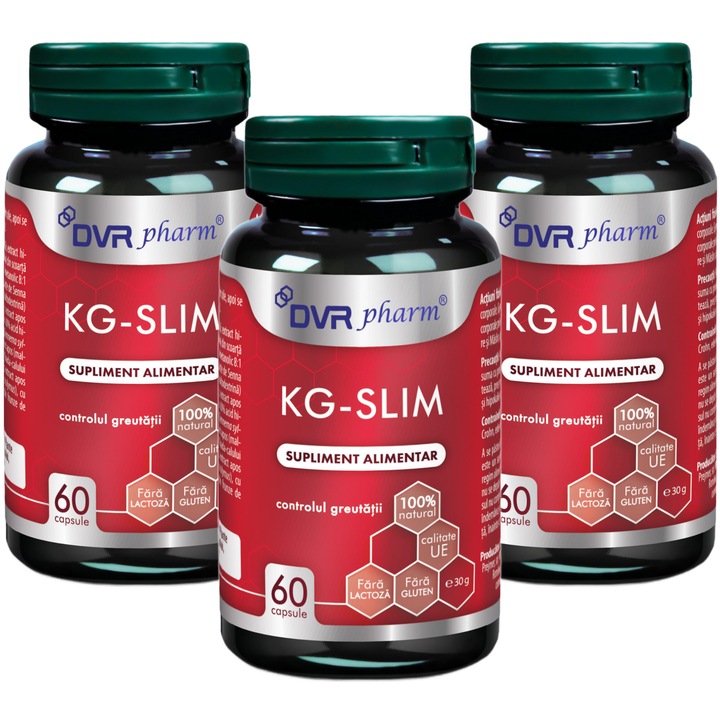 KG-Slim "Weight Control" csomag, csökkenti a zsírszövetet és az édesség utáni vágyat, méregtelenítő hatás, 3x60 cps, DVR Pharm