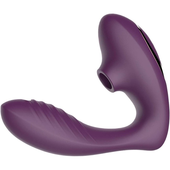 Vibrátor csikló- és hüvelystimulációval, 20 üzemmód, vízálló, lila, 10 vibrációs és 10 szívóbeállítás