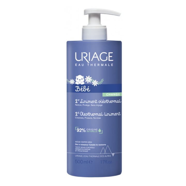 Мляко за тяло за бебета, Uriage Bebe, олеотермален линимент, без изплакване, 500 ml