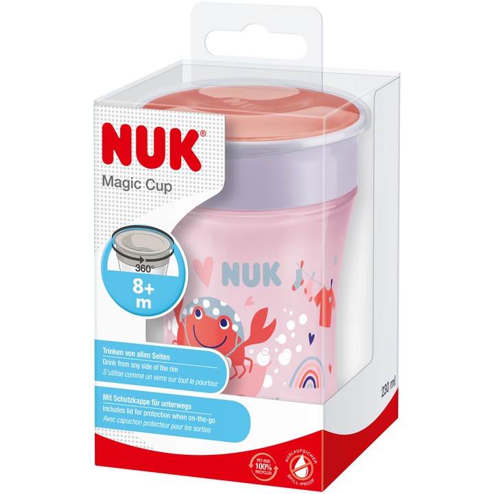 Чаша Nuk Evolution Magic 3600, 230 мл, Над 8 месеца, Розов