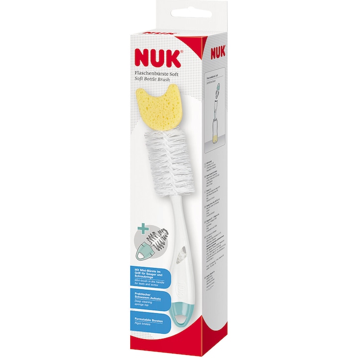 Четка Nuk, За измиване на шишенца и биберони, С гъба