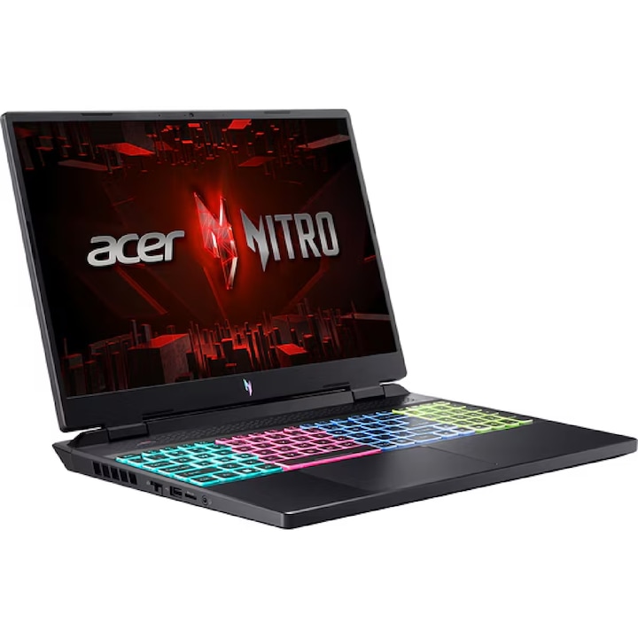 Acer Nitro 16 AN16-51-570E Gaming laptop, Intel Core I5-13500h Akár 4.7GHz, 16" Wqxga, 16gb, Ssd 512gb, Nvidia Geforce Rtx 4050 6gb, Free Dos, fekete