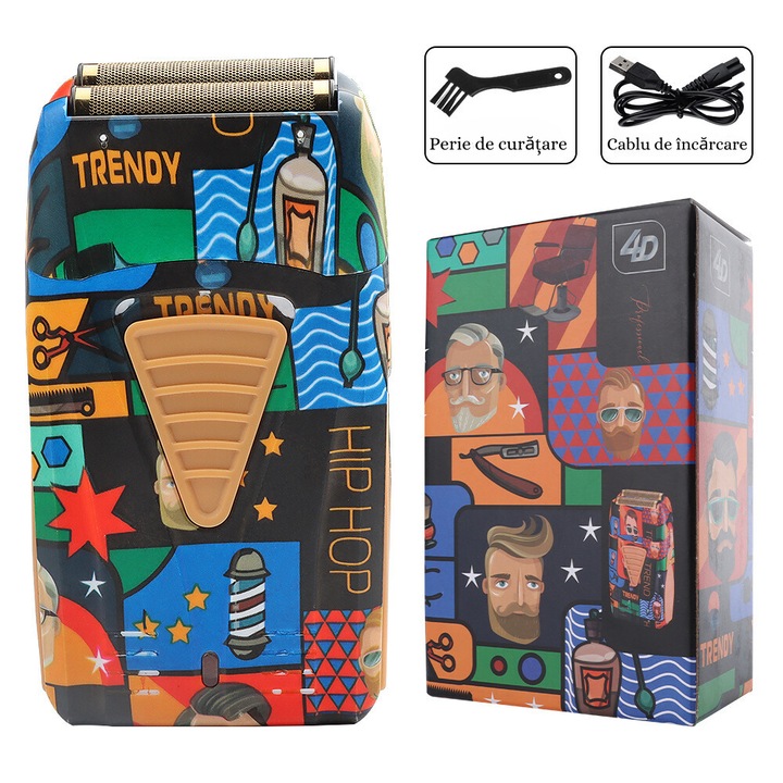 Професионална електрическа самобръсначка 4D BIRAI, LK-2024 Graffiti, самобръсначка 8500 RPM, акумулаторна батерия, водоустойчива, супер бързо зареждане през USB, двойни ножчета, водоустойчива, мокро и сухо бръснене, контурна, многоцветна