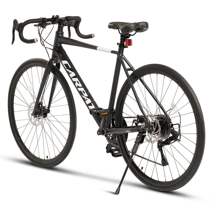 Bicicleta City Unisex cu Roti de 28", Manete Secventiale A3, Echipare A3, Frane DISC -fata/spate, 24 Viteze, Albastru/alb, City Bike Carpat RDV Genius cu cadru din Aluminiu si cabluri integrate