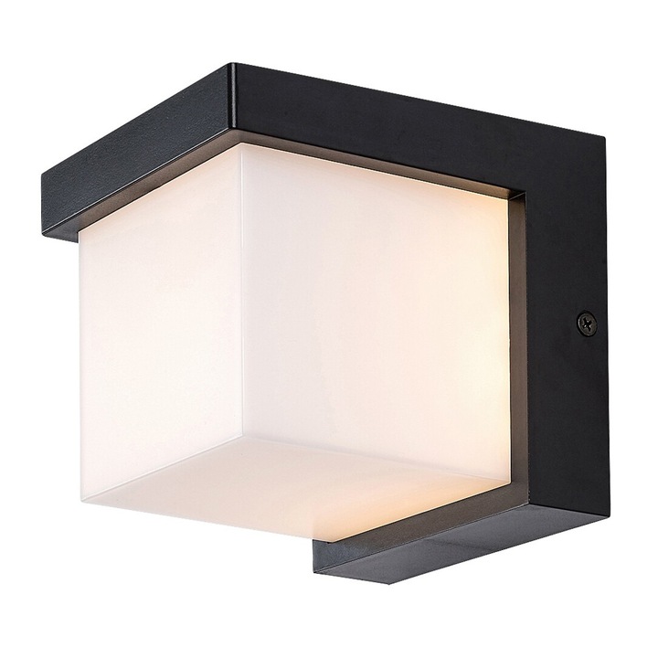 Lampa de perete exterior Rabalux Andelle, LED 10W, 500lm, 3000K alb cald, IP54, negru, 115x115mm, design modern, rezistenta la apa si praf, pentru terasa sau fatade exterioare