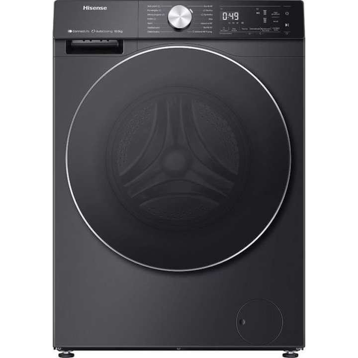 Пералня HISENSE WF5S1045BB, Пара, 10,5 кг, 1400 об./мин., Клас A, Wi-Fi, Черна