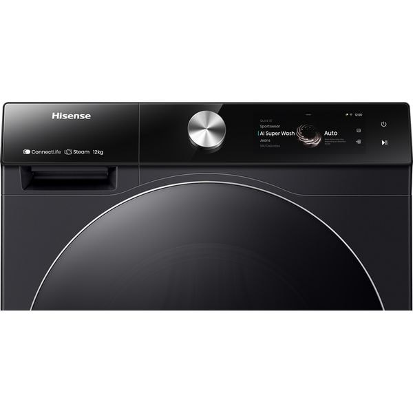 Masina de Spalat Rufe Frontala HISENSE WF7S1247BB, Steam, 12 kg, 1400rpm, Clasa A, Wi-Fi, Negru