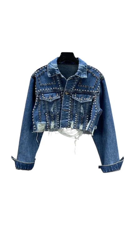 Női farmerdzseki, kék, capsedsazxf-vel, Kék, S