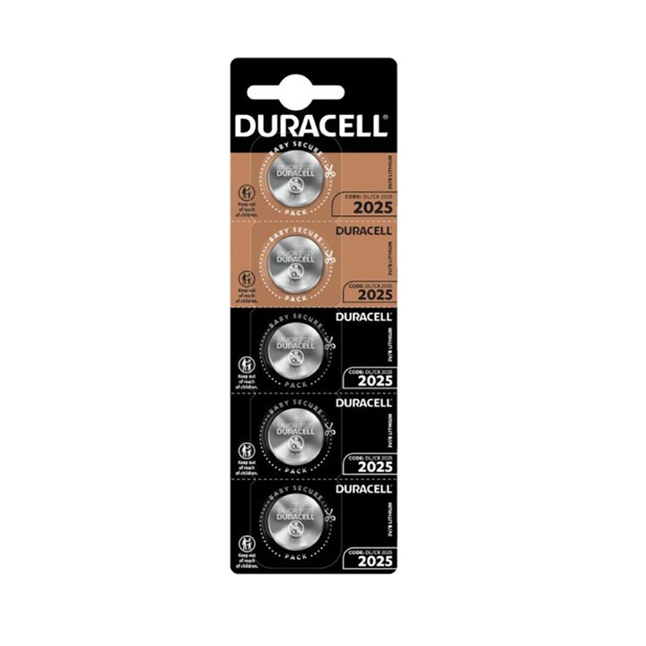 Set 5 baterii pentru ceas Duracell, Lithium, CR2025, 3V