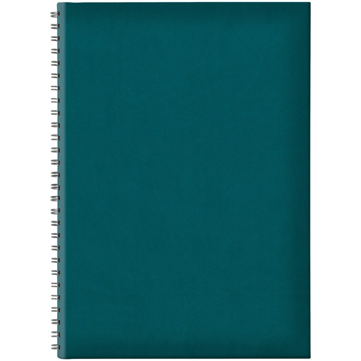 Agenda nedatata B5 TUCSON hartie offset alb spira ascunsa coperta verde petrol