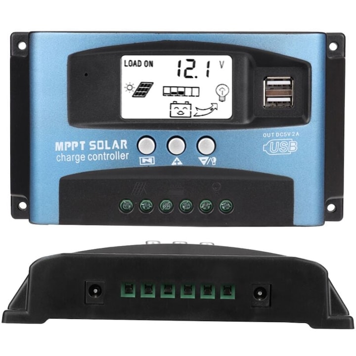 Controler de incarcare solar MPPT 50A, display LCD, 12V 24V, protectie scurtcircuit, protectie suprasarcina