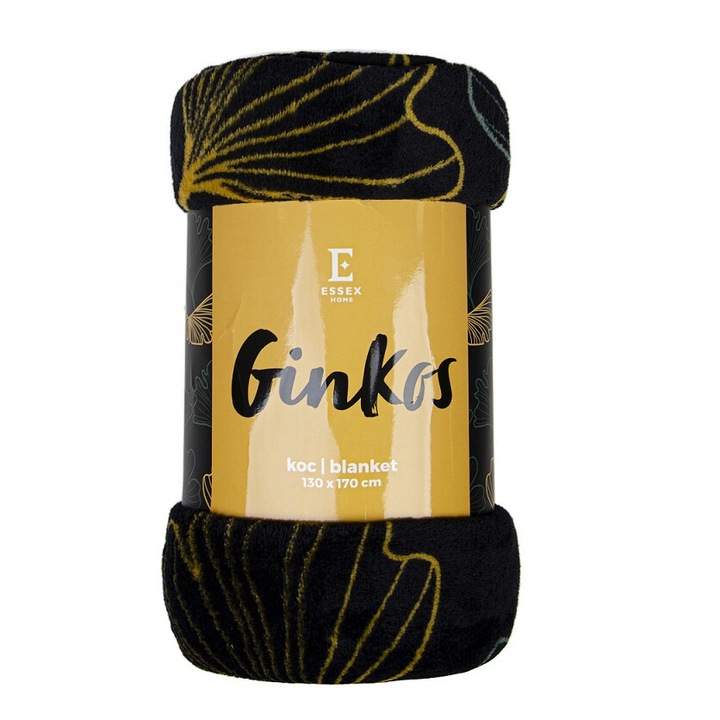 Patura Ginkos, 130x170cm, microfibra, imprimeu milorze, negru
