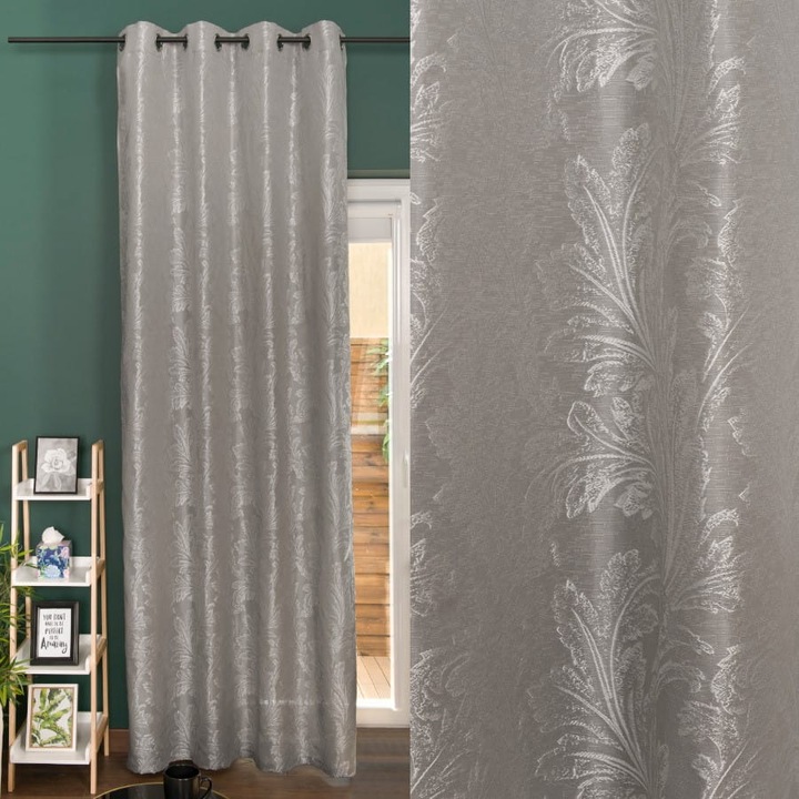 Függöny, 140x260cm, szürke, 8 kapcsos