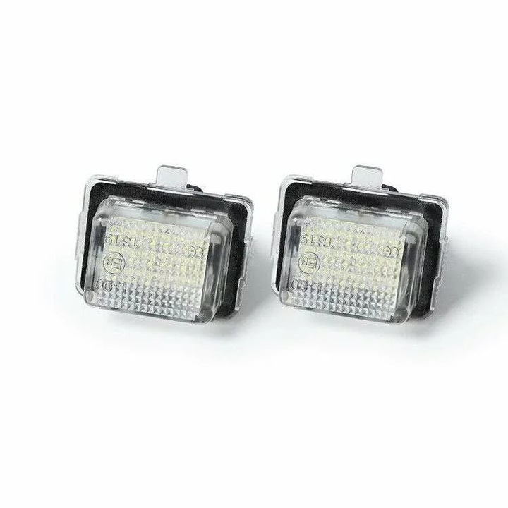 Комплект от 2 LED лампи за номера за Mercedes C-Class W205, S205 от 2014 г., E-Class W212, S212, W213, S213, SL от 2012 г., C-Class W204, S204, C204, E-Class A207, C207, CL C216 , CLA C117, CLS C218, S-класа W221, W222